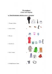 English worksheet: Clothes and shopping