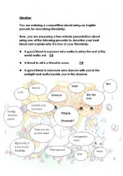 English Worksheet: Speaking/individual presentation: Friendship Proverb