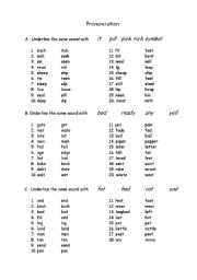 English Worksheet: Pronunciation
