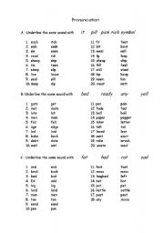 English worksheet: Pronunciation