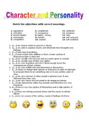 English Worksheet: personality adjectives