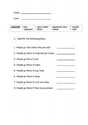 English worksheet: places in the community