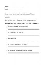 English worksheet: capitalization and punctuations