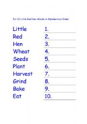 English Worksheet: alphabetical order
