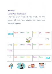 English Worksheet: Verb tense game