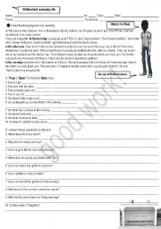 English Worksheet: Rod Oddisons daily routine