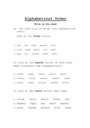 English worksheet: Alphabetical order