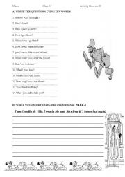 English worksheet: The dalmatians WH QUESTIONS