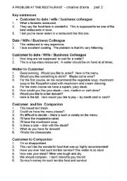 English Worksheet: Part 2  PROBLEM AT THE RESTAURANT 