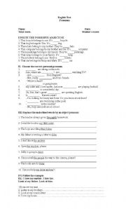 English worksheet: pronouns test 