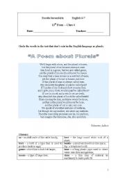 English Worksheet: A poem about plurals