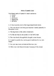 English Worksheet: Parts of Speech Review