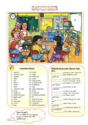 English Worksheet: Classroom Objects - There is / There are