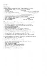English worksheet: present simple going to will and present continious