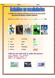 English worksheet: Activities on vocabularies