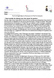 English Worksheet: short story quiz