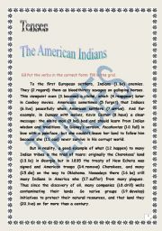 Tenses (test): text about  the American Indians. (+ answers)