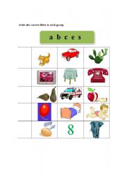 English worksheet: match the litter to the picture