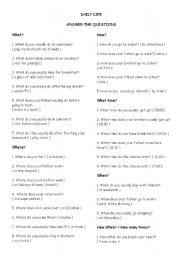 English Worksheet: Daily life ( question words )