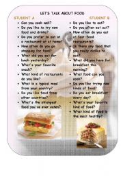 English Worksheet: Lets talk about Food (Speaking Practice)