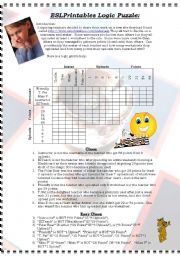 English Worksheet: Logic puzzle