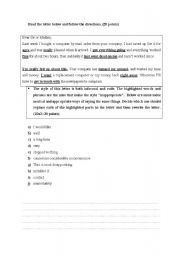 English Worksheet: writing activity