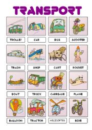 English Worksheet: Transport pictionary