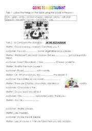 English Worksheet: Going to a restaurant