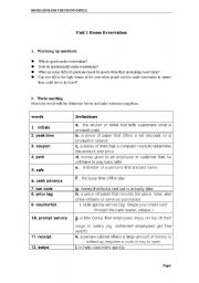 English Worksheet: room reservation