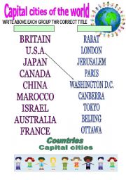 English Worksheet: Capital cities