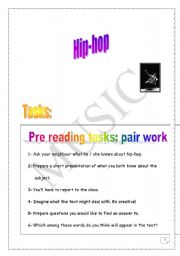 English Worksheet: Hip-hop project (tasks)