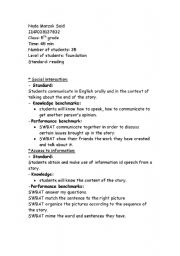 English Worksheet: story telling lesson plan