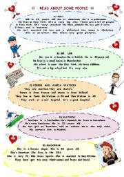 English Worksheet: Read about some people