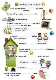 English Worksheet: Prepositions of Place