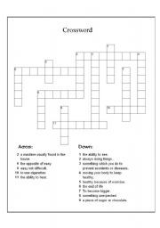 English Worksheet: crossword