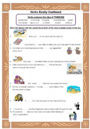 English Worksheet: Words easily confused_thinking