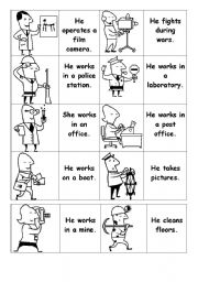 English Worksheet: jobs domino