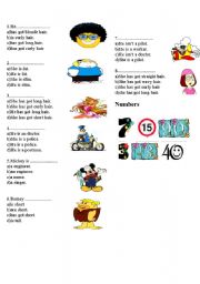 English Worksheet: physical appearance&numbers