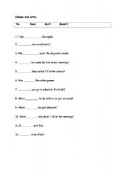 English Worksheet: do-does-dont-doesnt