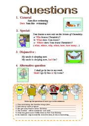 English Worksheet: Questions - ( different types)