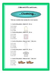 English Worksheet: Clothing identification