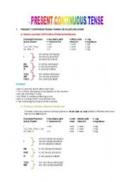 English worksheet: present continous tense