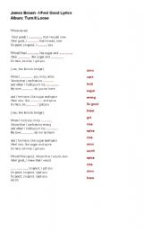 English Worksheet: I feel good by James Brown