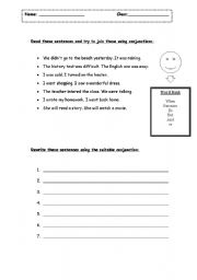 English Worksheet: Conjunctions