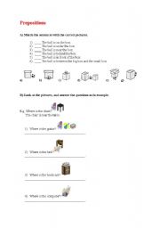 English worksheet: prepositions / practice