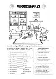 Prepositions of Place - ESL worksheet by miameto