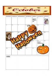 English Worksheet: 2009 CALENDER:  OCTOBER / NOVEMBER / DECEMBER