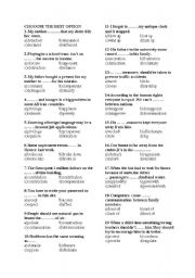 English worksheet: vocabulary