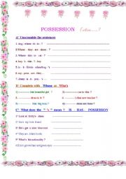 English Worksheet: Possession : whose cat is it : varied exercises 