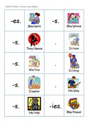 English Worksheet: DOMINO  - PRESENT SIMPLE endings 1